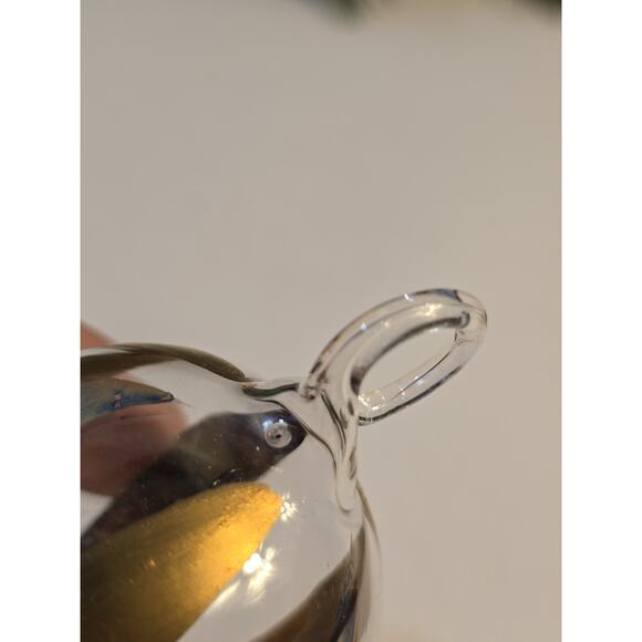 Vintage Hand Blown Glass Ornaments Lot of 7 Gold Stripe Mid Century Holiday - Picture 11 of 11